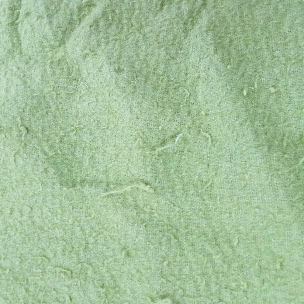 Vintage Light Green Satin Edge Blanket 80 x 66 Unique Color Bed Throw Warm Cozy